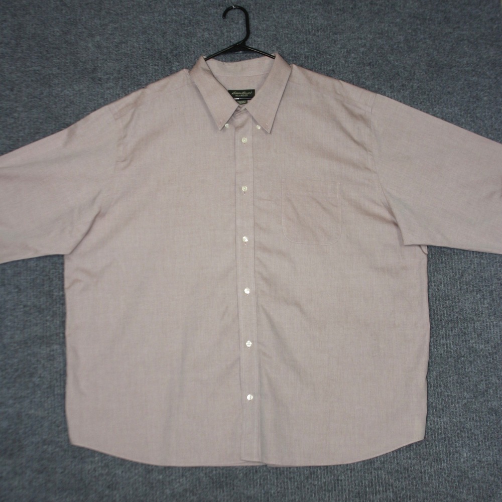 Eddie Bauer Shirt Mens 3XL Taupe Relaxed Fit Wrinkle Resistant Button Up Casual
